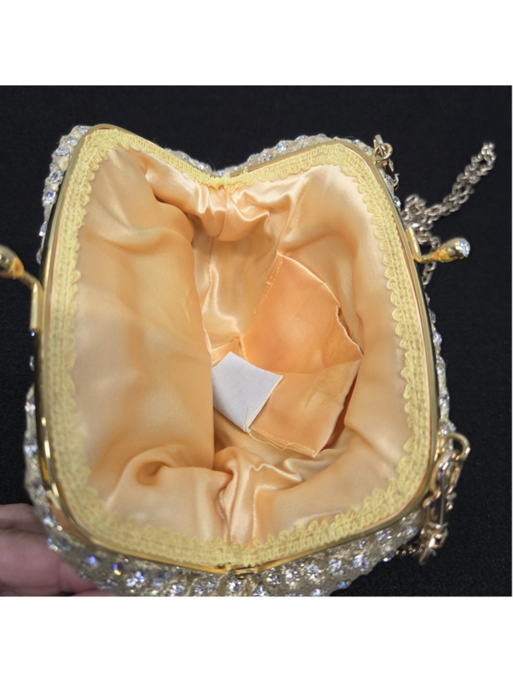 Vintage-style Gold Kiss lock Evening Clutch Glamour Retro Whimsigoth - Picture 7 of 10